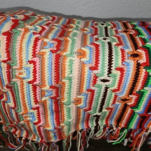 HANDMADE Crochet Multi-colored Blanket - Picture 6 of 9